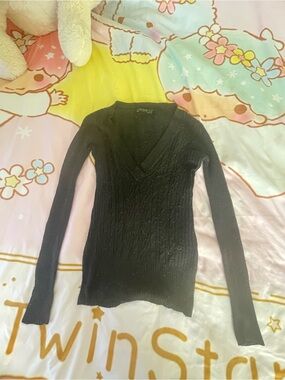 The Limited Black Ribbed V-Neck Sweater